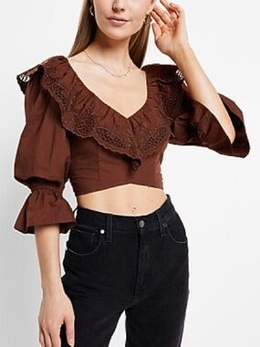 Brown Cropped Blouse